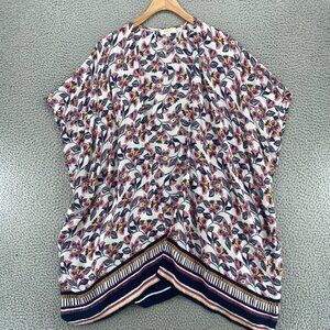 LOFT Top Womens One Size Pink Multi Floral Modal Kimono Cap Sleeve Open Flowy